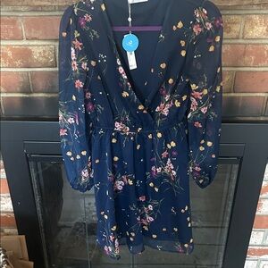 Cupshe Navy Floral Dress